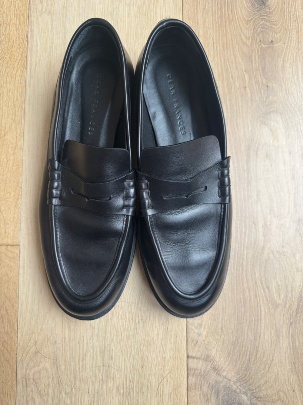 Dear Frances Black Leather Classic Penny Loafers - Picture 2 of 5